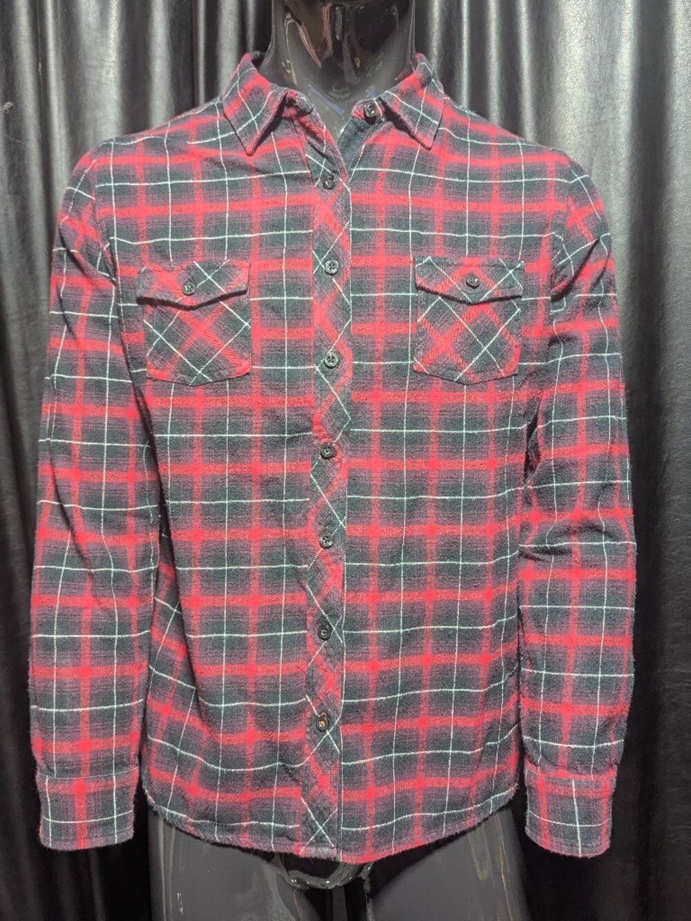 Weatherproof Vintage Red Black Plaid Flannel Button Down Shirt Large